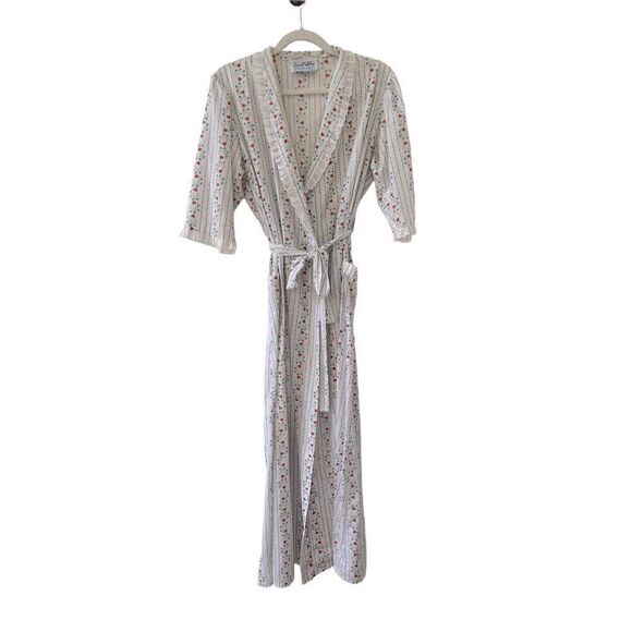 Vintage Lanz of Salzburg Floral Hearts Print Tie Waist Wrap Dress Women's Size M